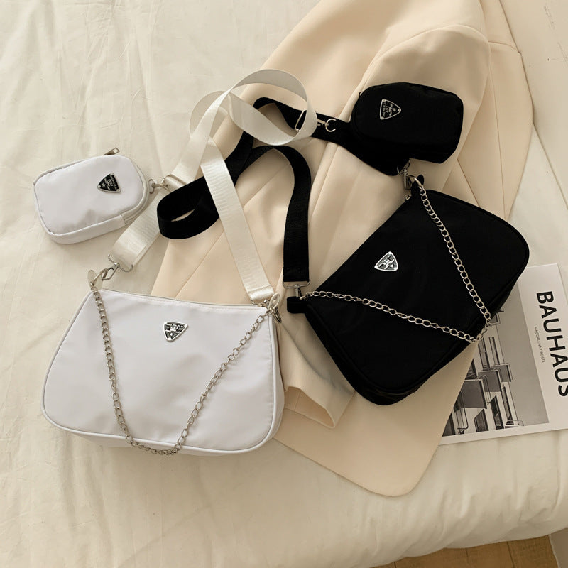 New Simple Small Crossbody Bag Women's Underarm Bag Solid Color Two-Piece Shoulder Bag Casual Bag Crossbody Women's Bag Mother and Child Bag