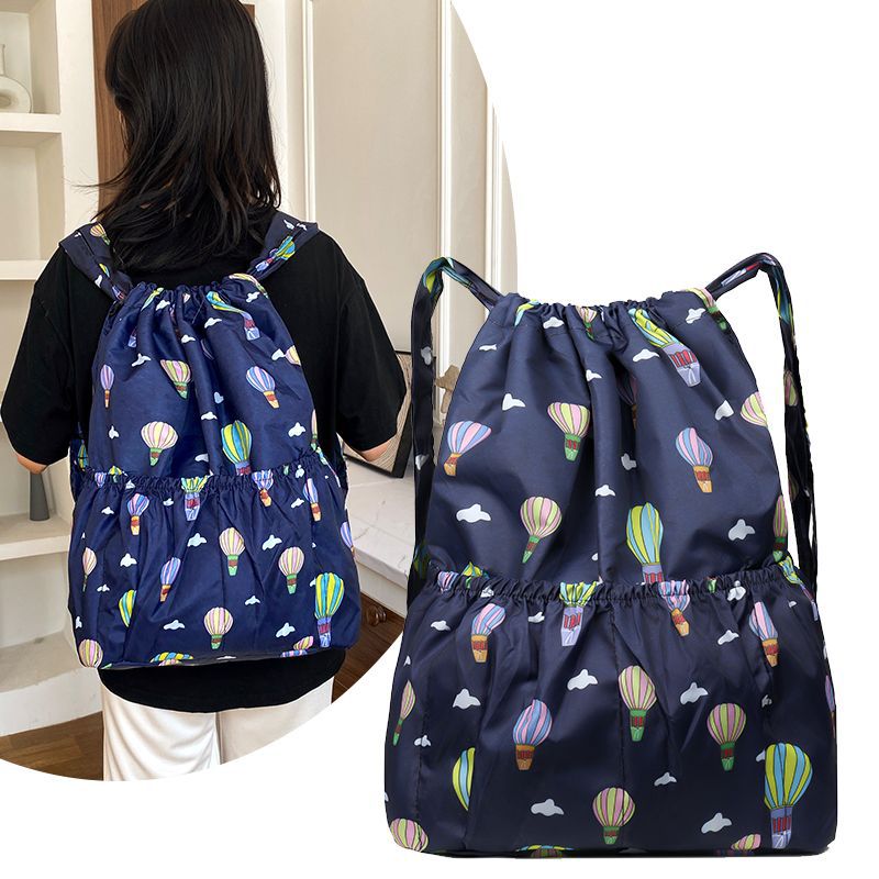 Women's Drawstring Backpack Women's Lightweight Waterproof Multi-Pocket Daily Travel Backpack