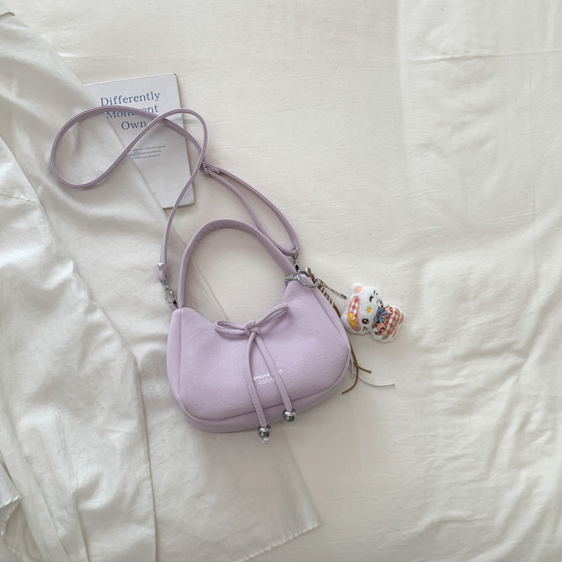 Chic Bow Detail Crossbody Bag 2026 Spring New Vintage Shoulder Bag for Women with Cute Charm and Practical Inner Pocket