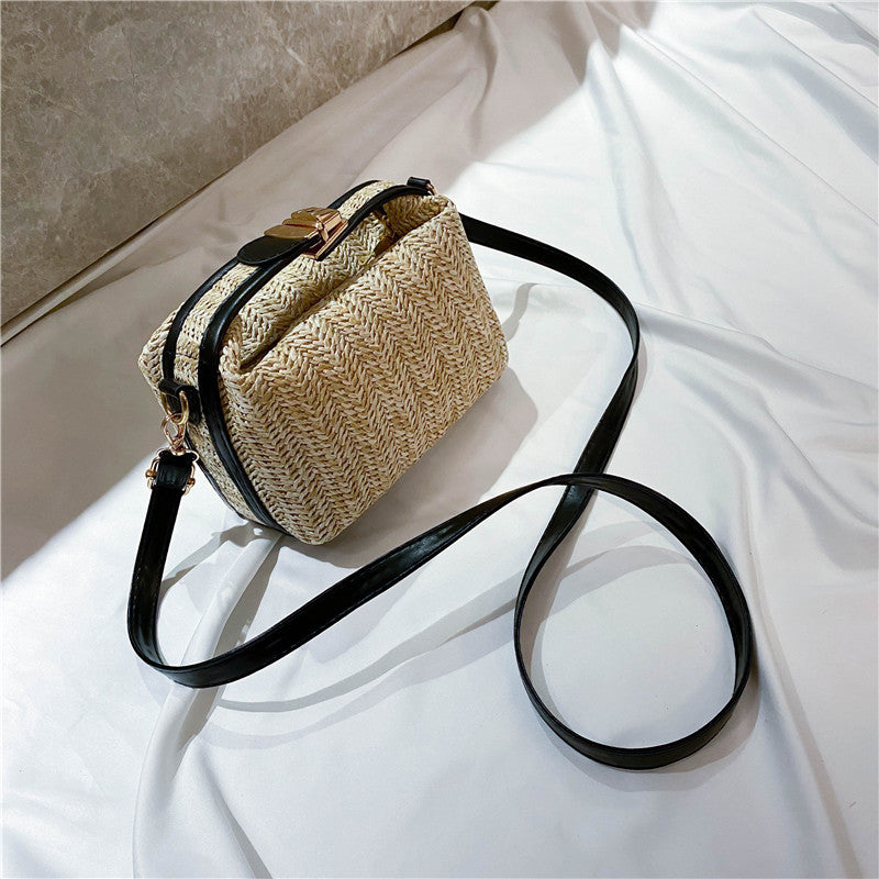 Spring and Summer Small Bags Women's New Fashionable Korean Style All-Match Messenger Bag Simple and Fresh Shoulder Straw-Weaved Handbag