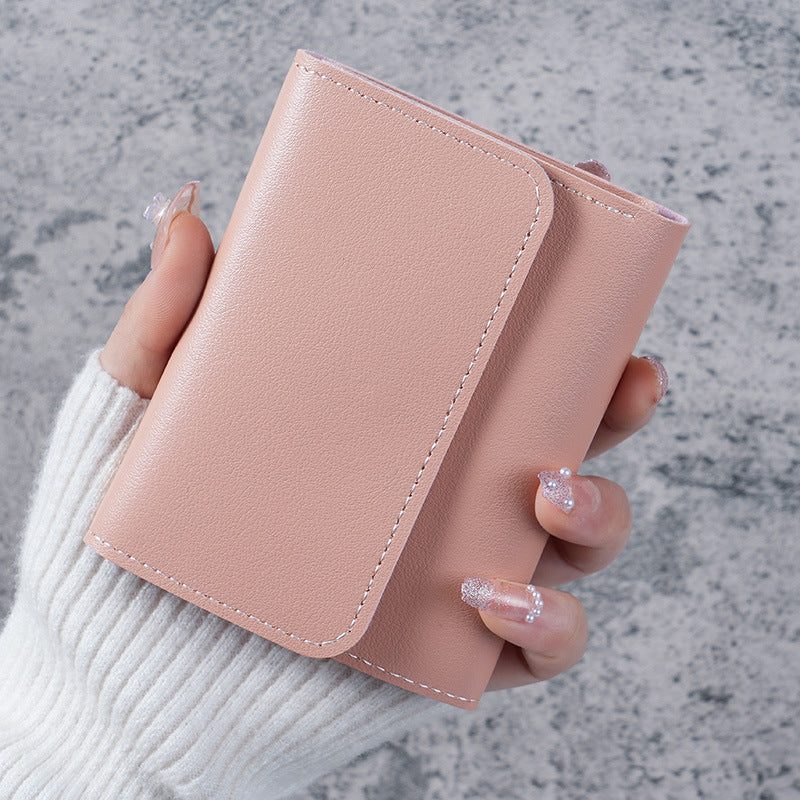 Minimalist Trifold Women's Wallet with Card Holder and Coin Pocket, Soft PU Leather Design for Daily Use