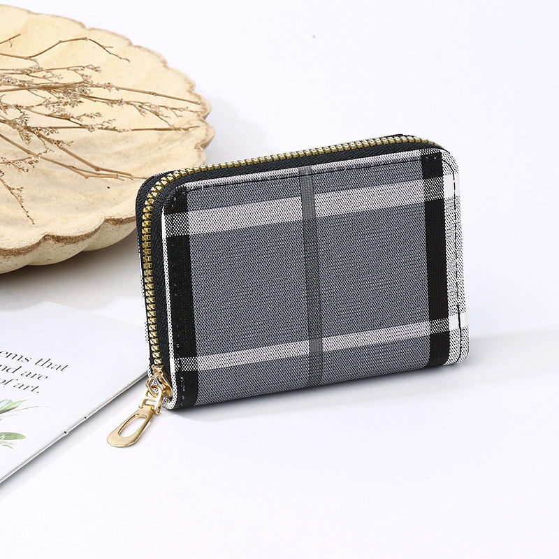 Elegant Women's Card Holder with Multiple Slots, Zipper Wallet, Fashion Letter Print Design for Daily Use