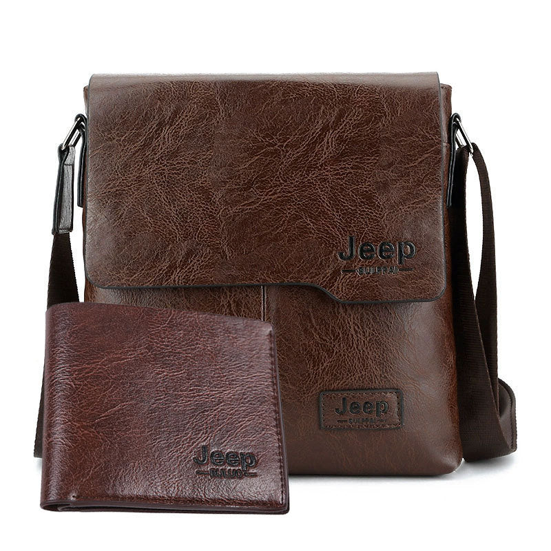 Retro Men's Crossbody Bag with Jeep Logo, Stylish Urban Travel Shoulder Bag for Daily Use