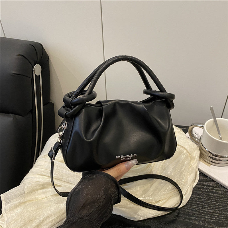 Elegant Pleated Cloud Bag for Women 2025 New Fashion Minimalist Shoulder Crossbody Handbag with Magnetic Closure and Soft PU Leather