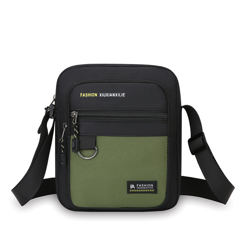 Men's Bag Fashion Casual and Lightweight New Letter Iron Hoop Sports Riding Crossbody Portable Shoulder Square Bag