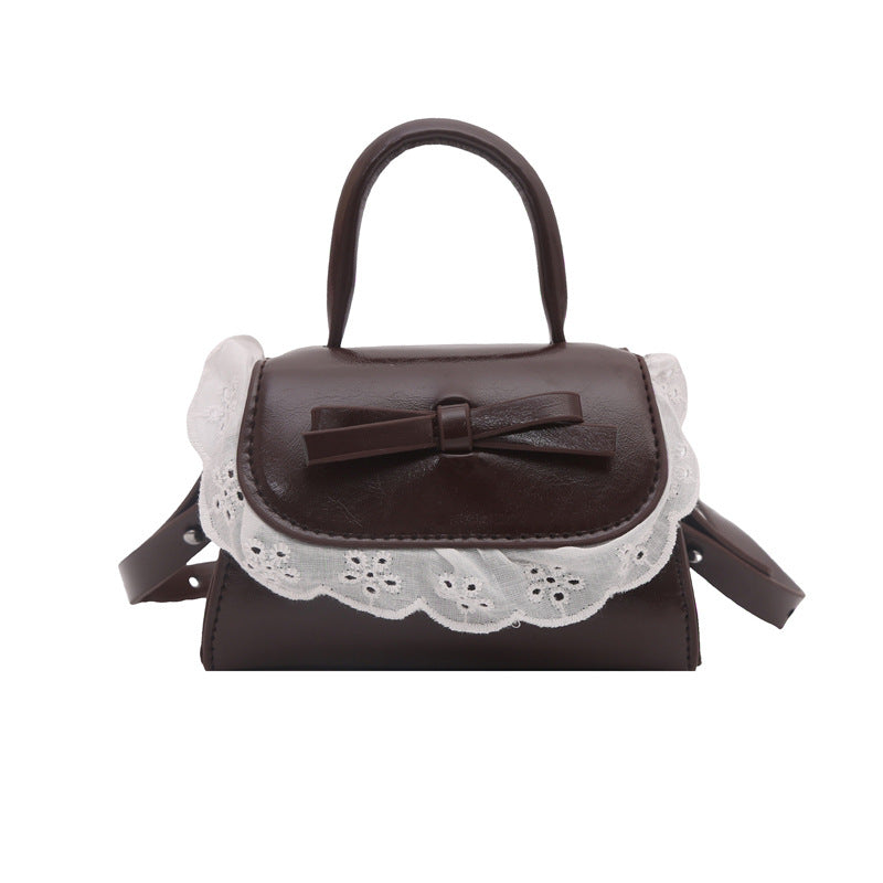 Korean Style Sweet Bow Lace Mini Messenger Bag Women's Fashion Small Square Bag