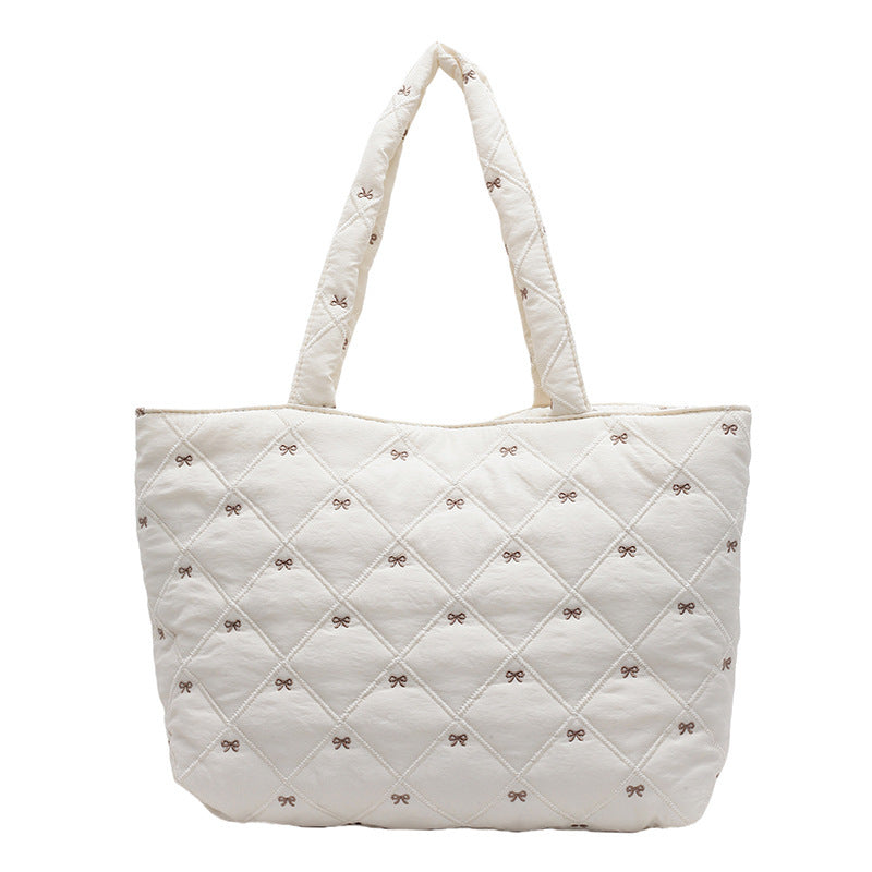 Commuter Tote Women's Idle Style New Single Shoulder Messenger Bag Casual Cotton Jacket Bag Underarm Bag