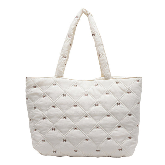 Commuter Tote Women's Idle Style New Single Shoulder Messenger Bag Casual Cotton Jacket Bag Underarm Bag
