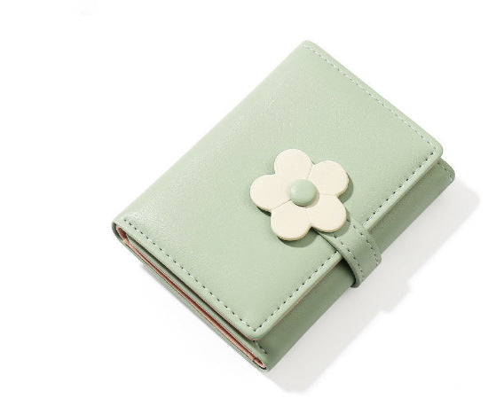 New Simple Cute Refreshing Flower Student Wallet Korean Style Fashion Short Pu Wallets for Women