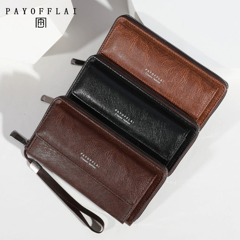 2025 New Men's Long Wallet with Multiple Card Slots, Large Capacity Phone Case, Casual Zipper Clutch for Daily Use