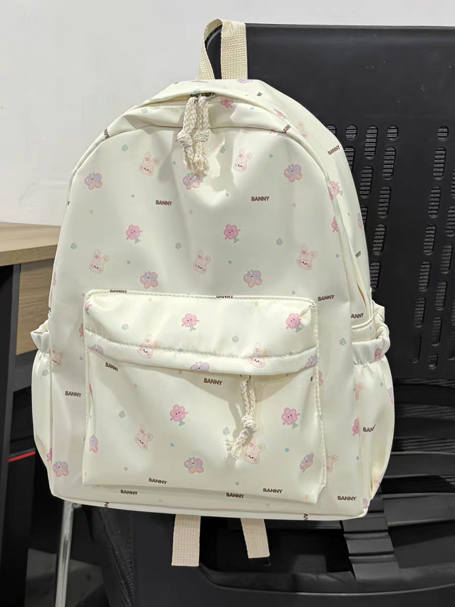 Cute Bunny Garden Backpack for Girls - Lightweight, Waterproof, and Stylish School Bag with Multiple Pockets