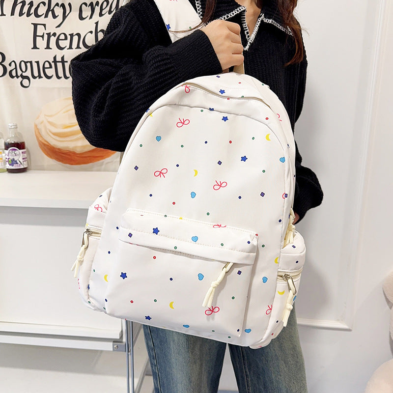 Cute Japanese Style Backpack for Students with Bow Pattern, Large Capacity and Breathable Design