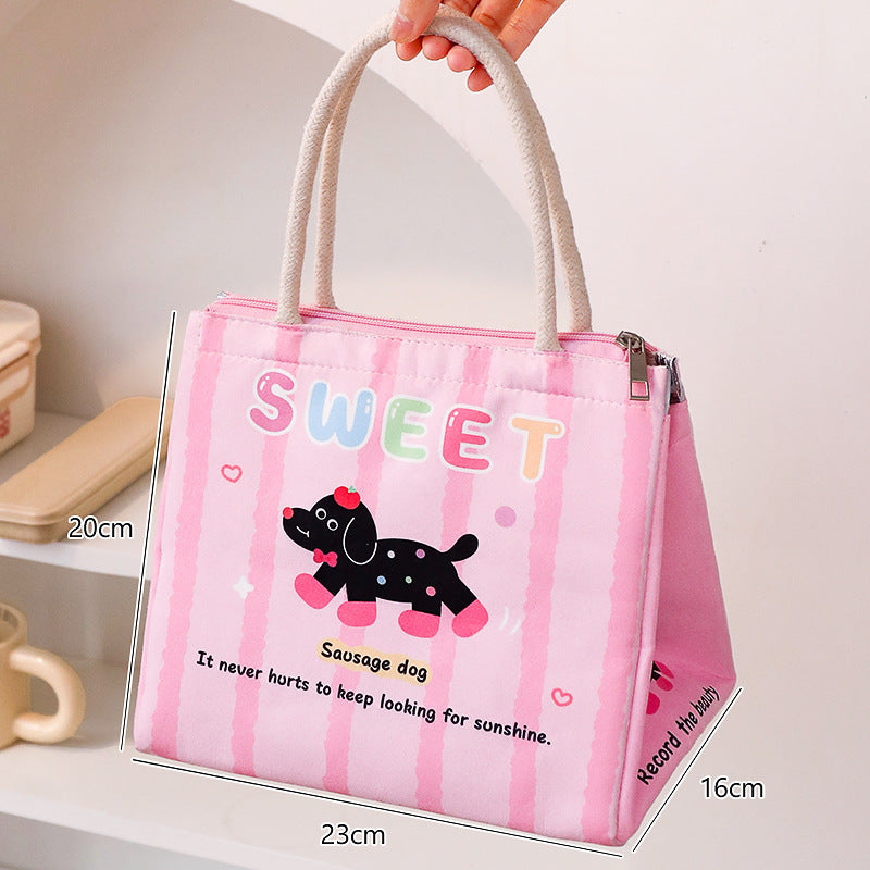 Cute Cat Design Insulated Lunch Bag with Large Capacity for Office and School Use