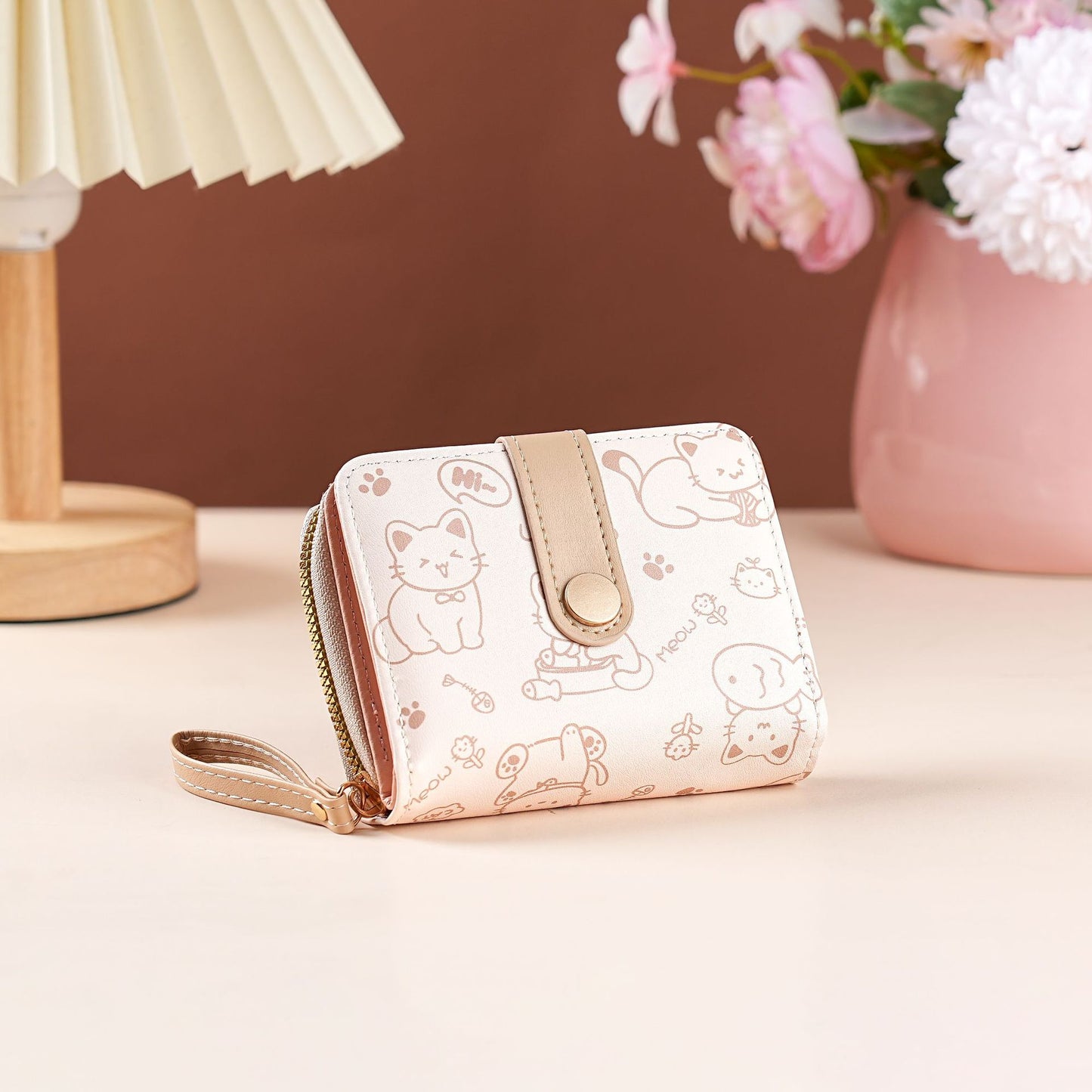 New Simple Cute Refreshing Flower Student Wallet Korean Style Fashion Short Pu Wallets for Women