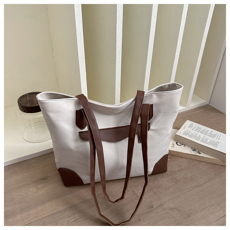Simple Style Large Capacity Personality Zipper New Temperament Commute Texture Casual Portable Tote Bag for Women