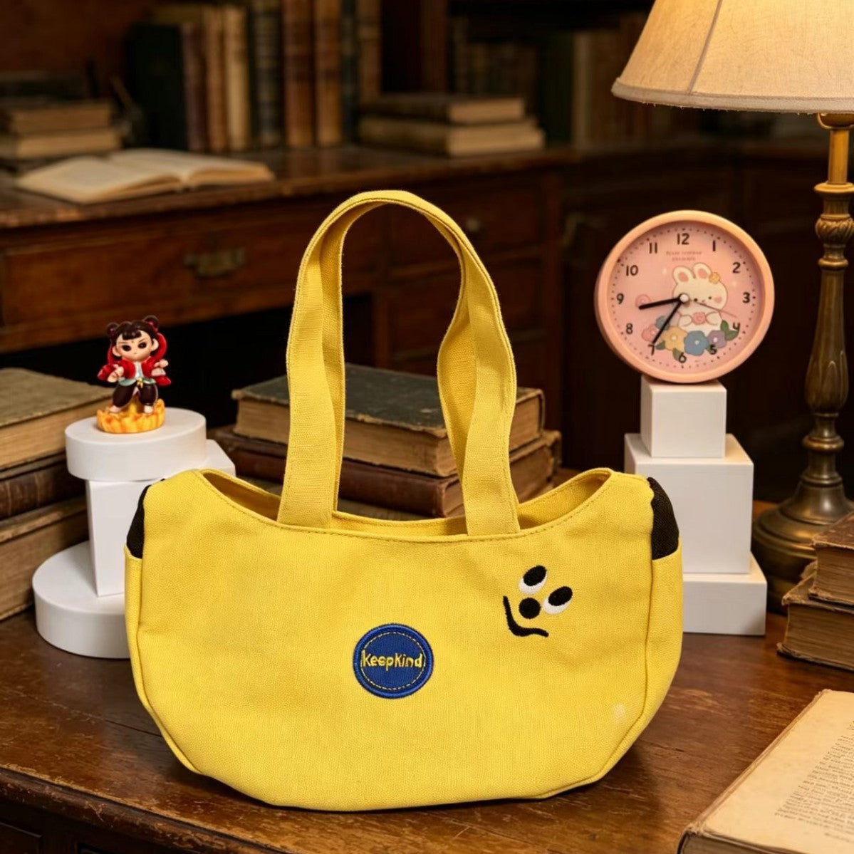 Cute Banana-Shaped Tote Bag with Embroidery Design, Perfect for Daily Use and Gift Giving