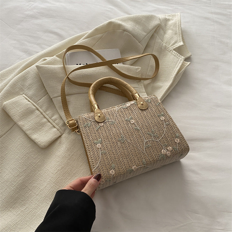 Straw Fashion Korean Gentle Handbag Spring and Summer New All-Match Shoulder Messenger Bag
