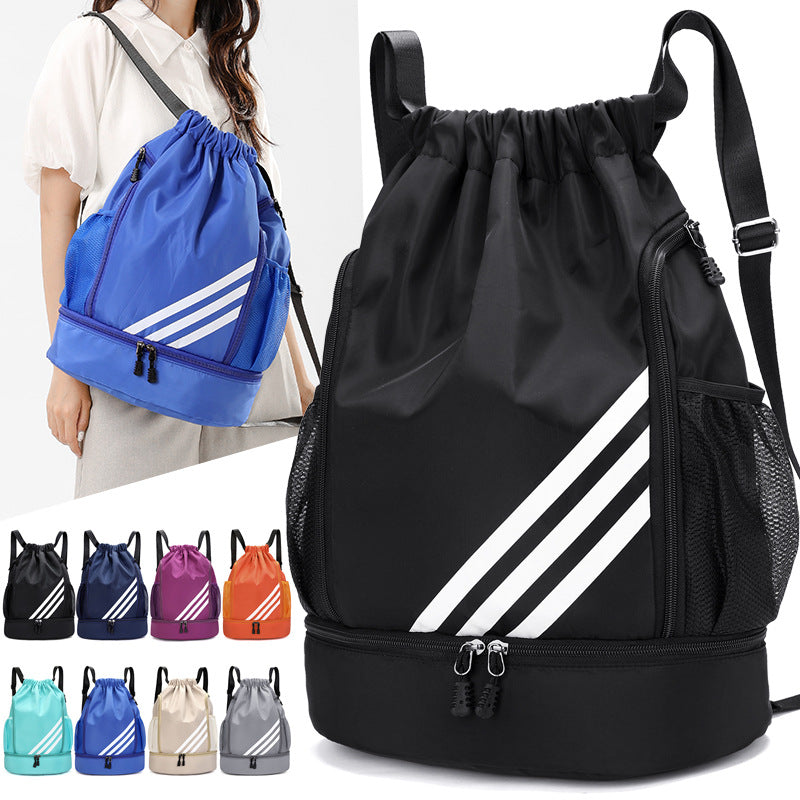 Drawstring Sports Backpack with Large Capacity for Basketball Training and Outdoor Travel, Lightweight and Durable Nylon Design