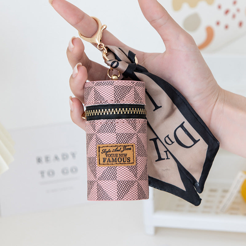 Coin Purse Women's Retro Printing Mini Lipstick Cosmetic Bag New Small Earphone Keychain Bag