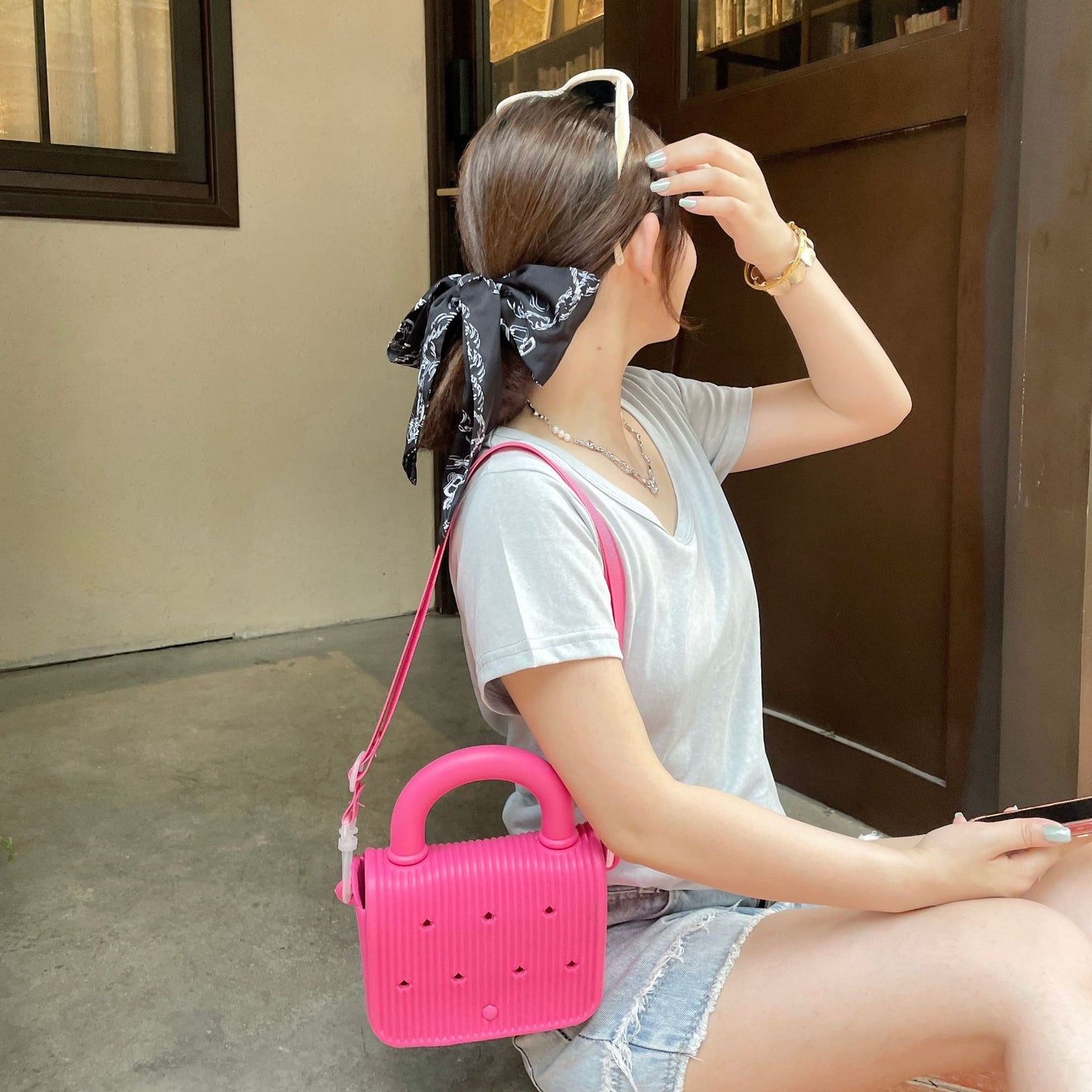 Exquisite Mini Small Square Bag Eva Solid Color Shoulder Strap Portable Minimalist Wear Match Unlock Commuter Dating All-Matching