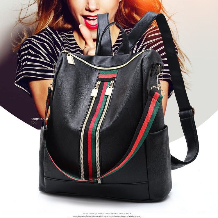Pu Backpack Women's New Korean-Style Preppy Style Large Capacity British Wild Travel Schoolbag