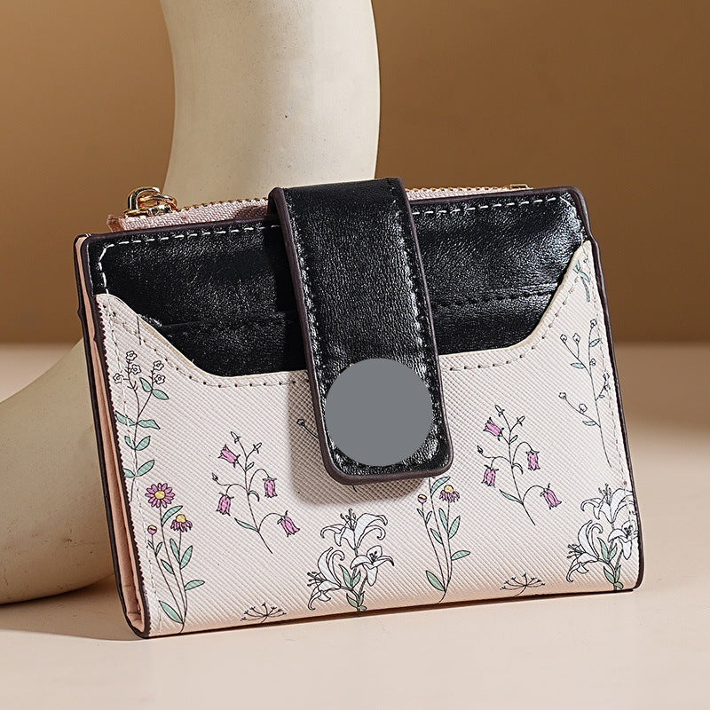 Chic Floral Mini Wallet for Women with Magnetic Closure and Card Slots, Elegant Design for Daily Use
