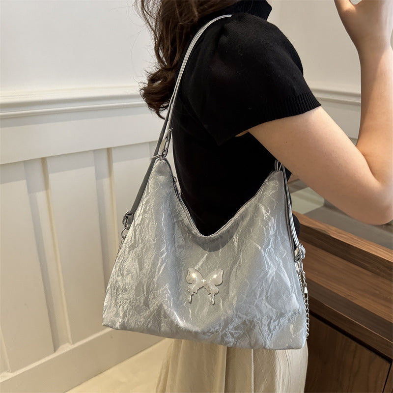 Butterfly Decorative Tote Bag Fashion Leisure Commute Chain Design Everyday Joker Crossbody Shoulder Bag