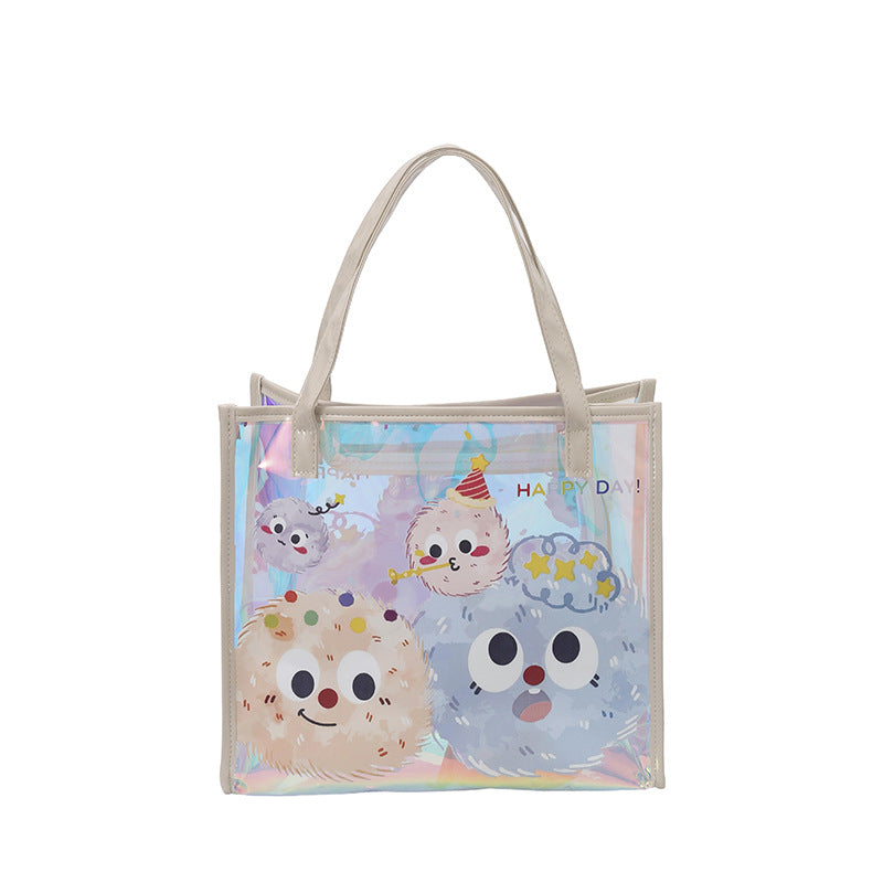 Beach Bag Women's Portable Cartoon Transparent Storage New Cute Waterproof Bag for Tutoring