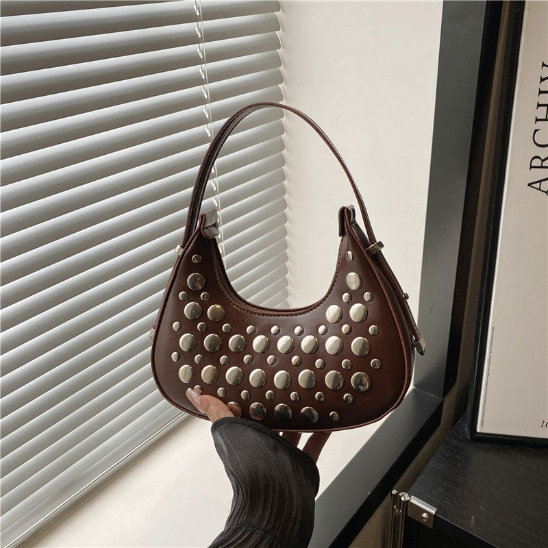This Year's Popular Bag Summer New Korean Style Fashion Rivet Personality Shoulder Bag Ladies Crossbody Dumpling Bag