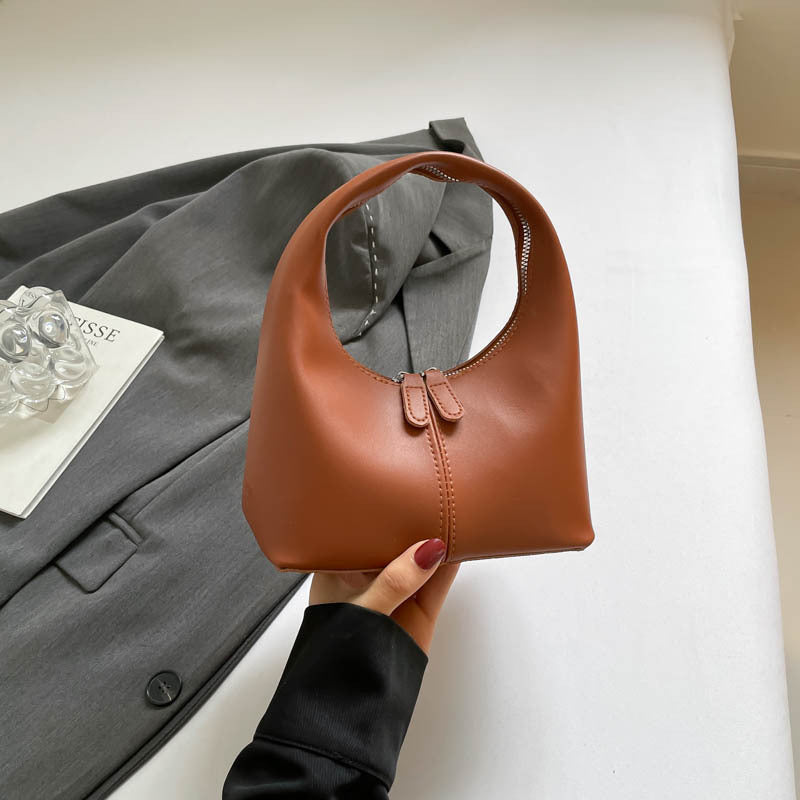 New Urban Simple Style Dumpling Bag Women's Soft Pu Handbag Stitching Design Everyday Joker Fashion Item