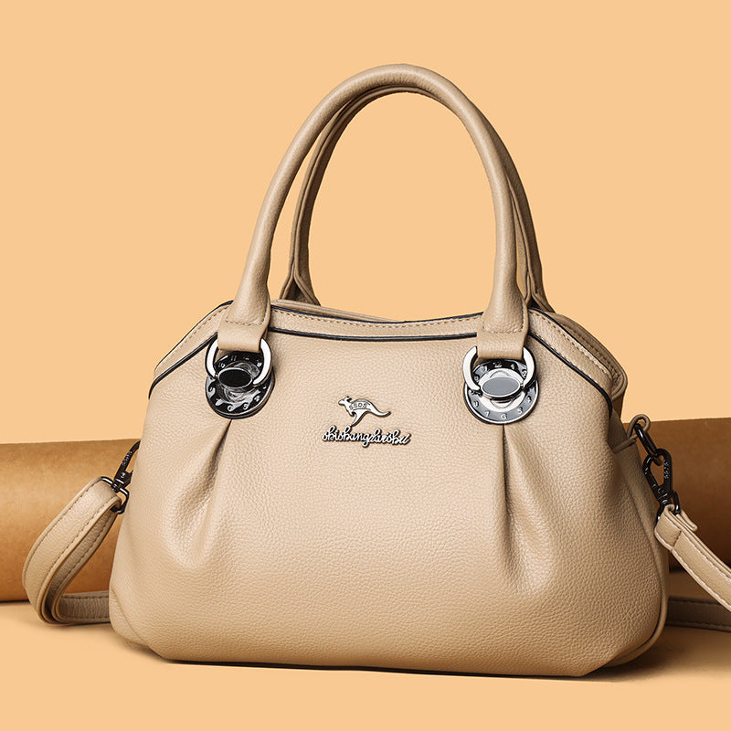 European and American Retro Fashion Women's Bag Color Collision Design Metal Clasp Shoulder Crossbody Dual-Use Tote Bag