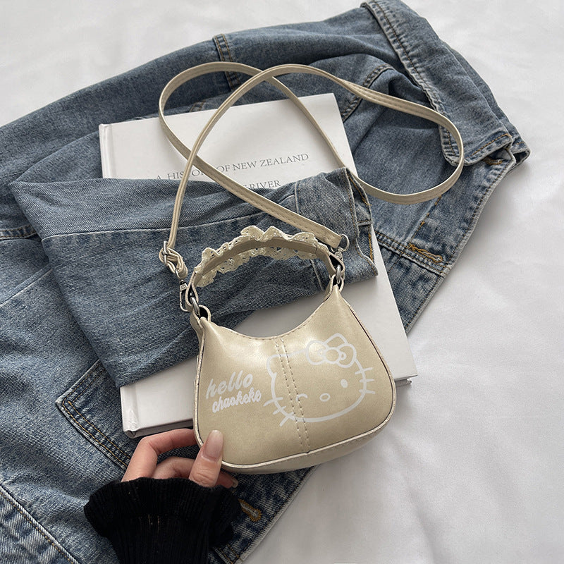 Women's Cross-Body Bag Handbag Cute Vintage Cat Lace Handbag Shoulder Messenger Bag