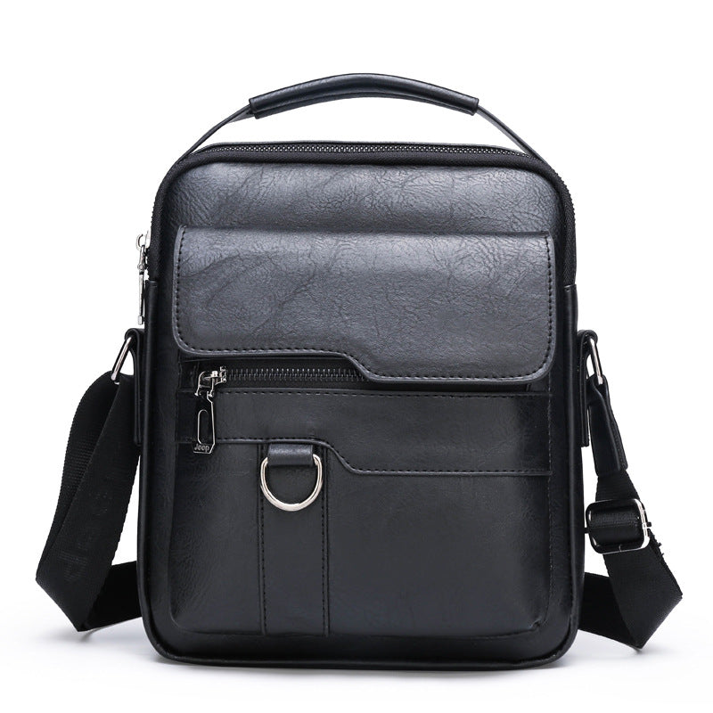 Retro Men's Shoulder Bag with Large Capacity, PU Leather Crossbody Bag for Business and Casual Use, Featuring Zipper Pockets and Stylish Stitching Design