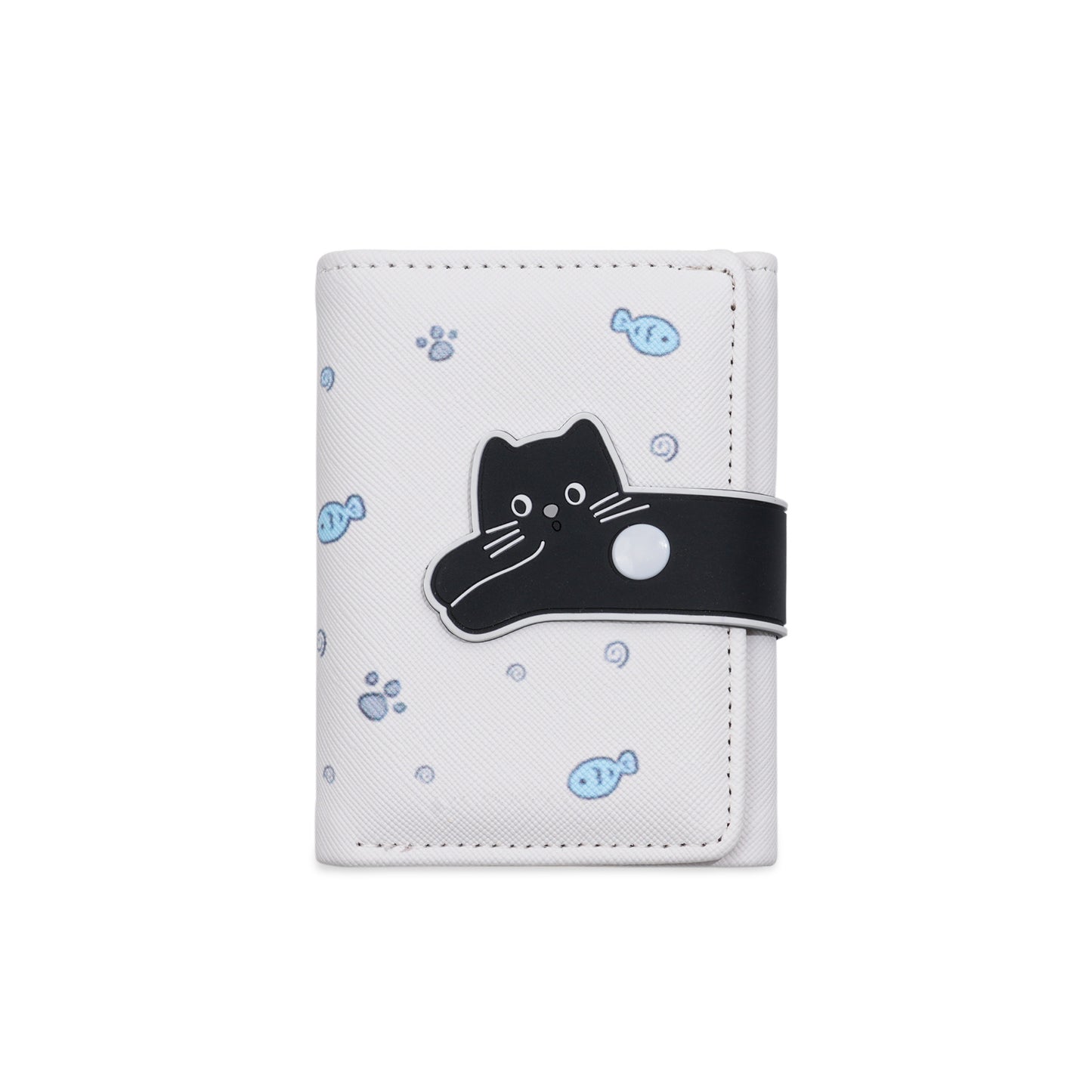 Cute Cat Women's Wallet Fish-Shaped Embellished Soft Buckle Design Everyday Joker Practical Card Holder