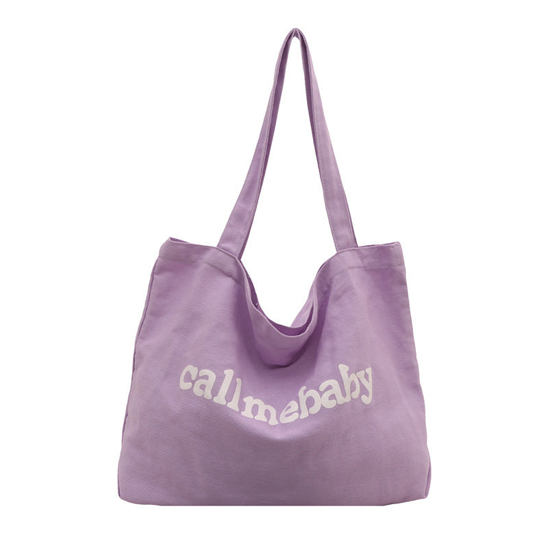 Korean Style Letter Tote Bag Casual Chic Large Capacity Shoulder Bag for Daily Use and Commuting