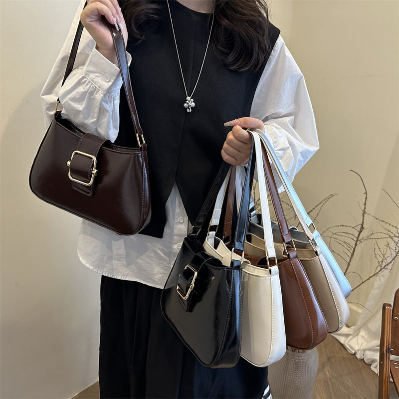 Women's Korean-Style Retro Square Shoulder Bag Simple Lock Latch Design Commuter Everyday Joker Messenger Bag
