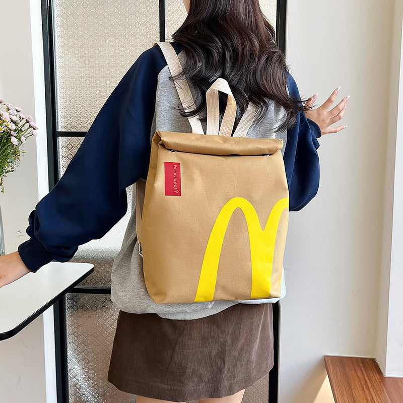 Women's Backpack Letter Printed Shoulder Bag Ultralight Nylon Material Leisure Travel Essential Airpillow Straps Design Comfortable and Durable