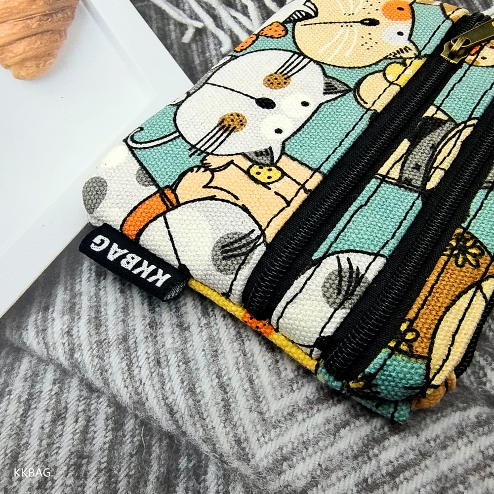 New Cartoon Three-Layer Sundries Storage Bag Summer Carry around Makeup Pouch Girls Coin Purse Key Card