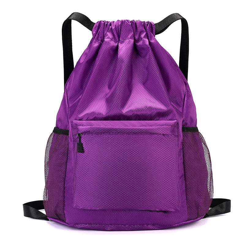 Women's Backpack Drawstring Bag Drawstring Sports Travel Backpack with Mesh Side Pocket and Front Zipper Pocket Suitable for Fitness Training Daily Use