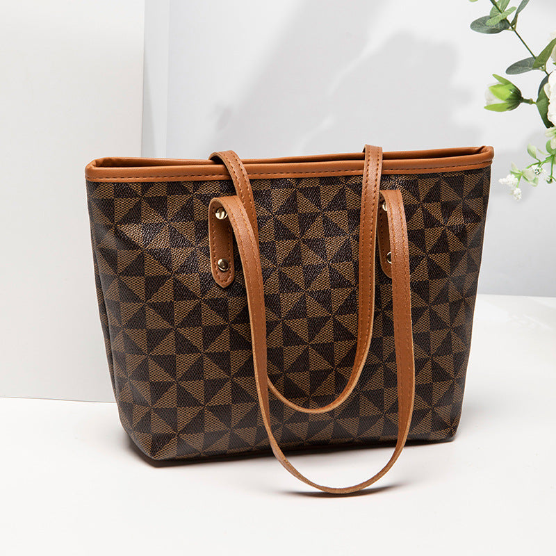 Bag Large Capacity Women's Retro Mummy Bag Western Style Handbag Printed Tote
