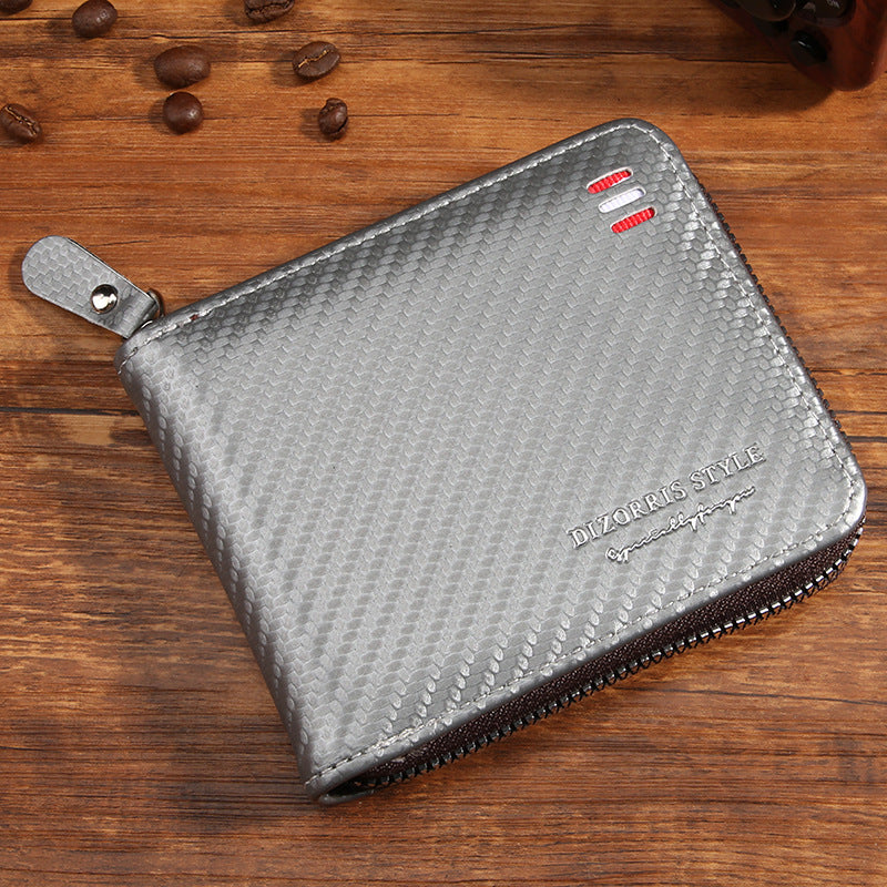 Retro PU Leather Men's Wallet with Zipper and Expandable Design for Daily Use