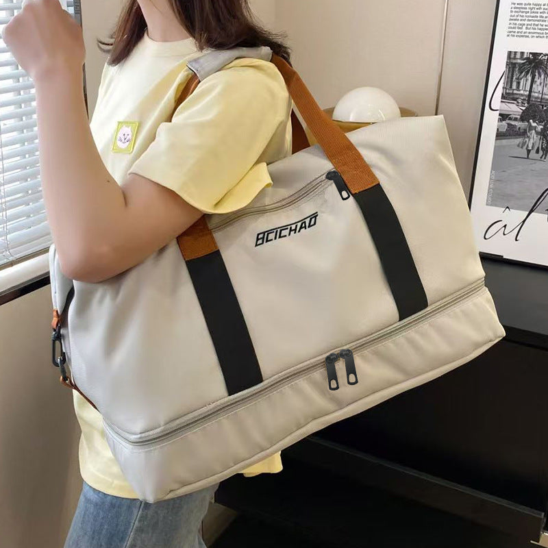 Gym bag for men and women, coverable handle, large capacity travel bag with dry wet separation