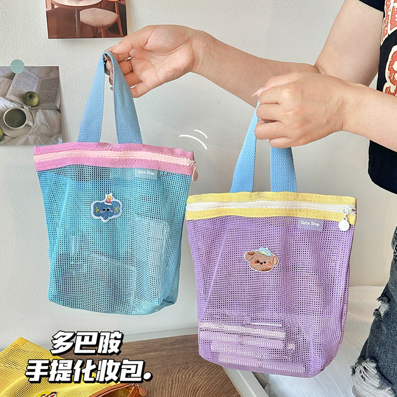 Portable Portable Toiletry Bag Storage Cosmetic Bag Mesh Sand Breathable Travel Swimming Portable Cosmetic Bag
