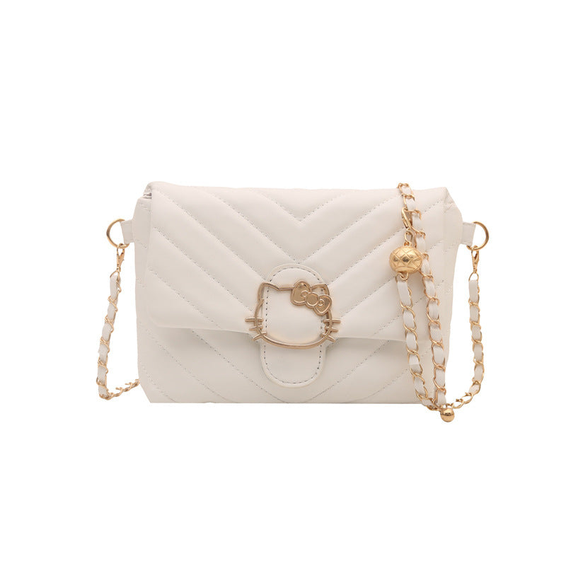 Women's Shoulder Bag Popular Solid Color Fashion Indentation Trend Chain All-Match Advanced Texture Western Style Messenger Bag