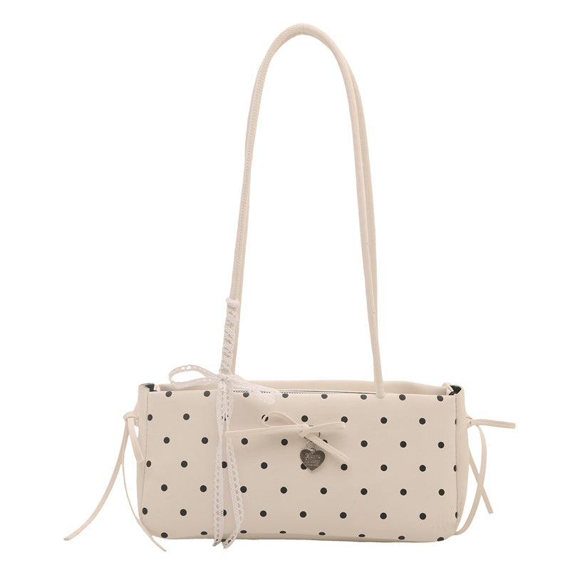 Chic Polka Dot Tote Bag with Bow Detail - Perfect for Daily Commute and Casual Outings
