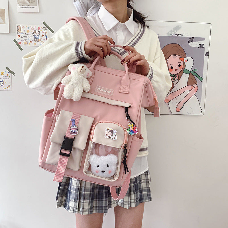 Cute Korean Style Large Capacity Backpack Schoolgirl's Schoolbag University Style Fresh Sweet Everyday Joker