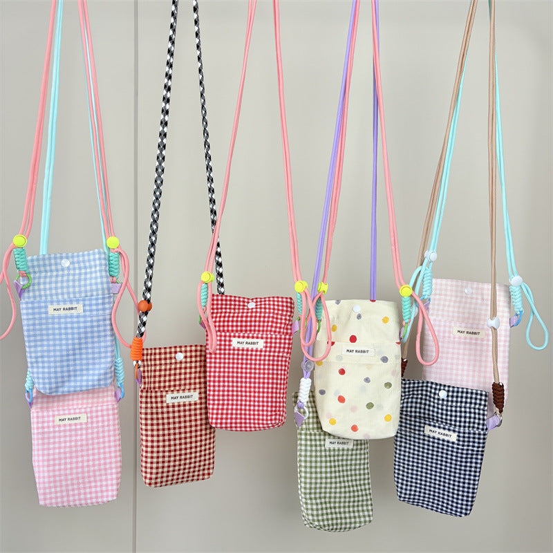 Girly Style Plaid Mobile Phone Fashion Messenger Bag Large Capacity Daily Versatile Small Square Bag