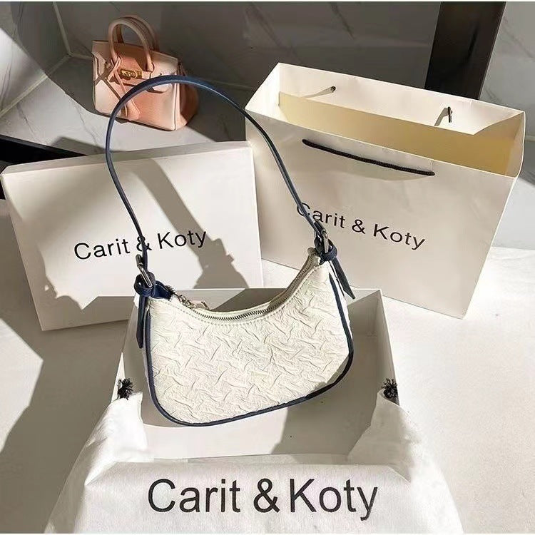 2023 Trendy Quilted Crescent Shoulder Bag for Women, Elegant Pleated Design with Zipper Closure, Perfect for Daily Wear