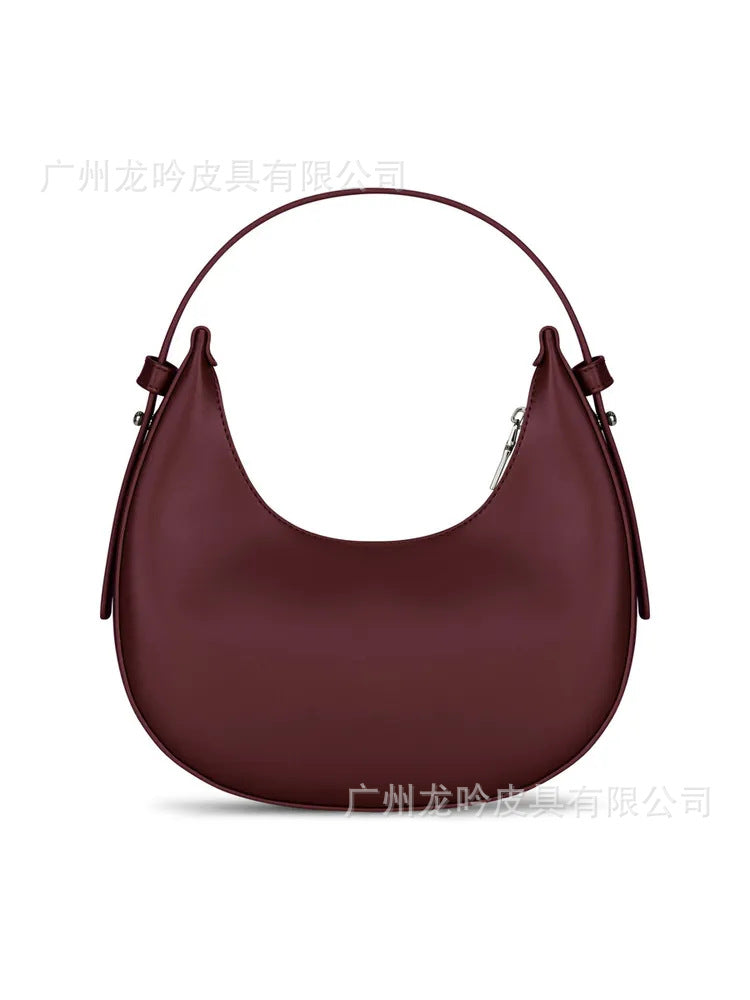 2025 Autumn New Fashion Crescent Moon Bag for Women, Large Capacity Handheld Shoulder Bag with Zipper Closure and Inner Pockets