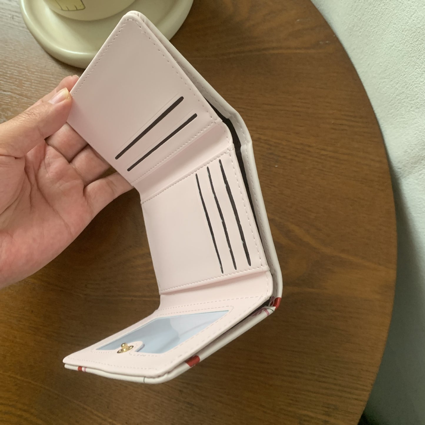 Elegant Mini Wallet for Women with Bow Design, Ins Style Card Holder, Three-Fold PU Leather Purse with Anti-Theft Function